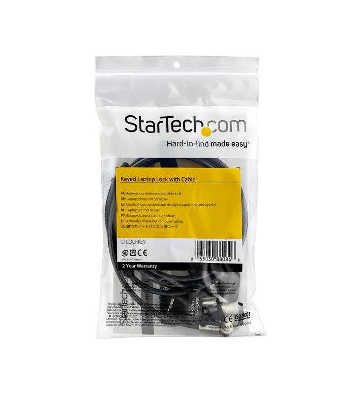 StarTech.com LTLOCKKEY cabluri cu sistem de blocare Negru, Argint 2 m