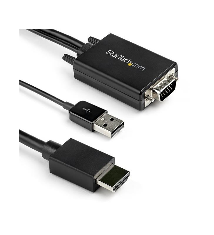 StarTech.com VGA2HDMM3M adaptor pentru cabluri video 3,048 m USB Type-A + VGA (D-Sub) HDMI Tip A (Standard) Negru