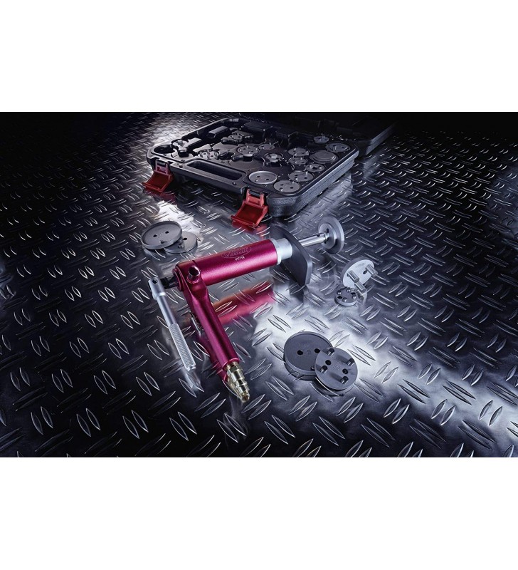 VIGOR Pneumatic Brake Piston Reset Tool Set (23 Pieces, Air Spindle + 22 Adapter Plates) V1711N