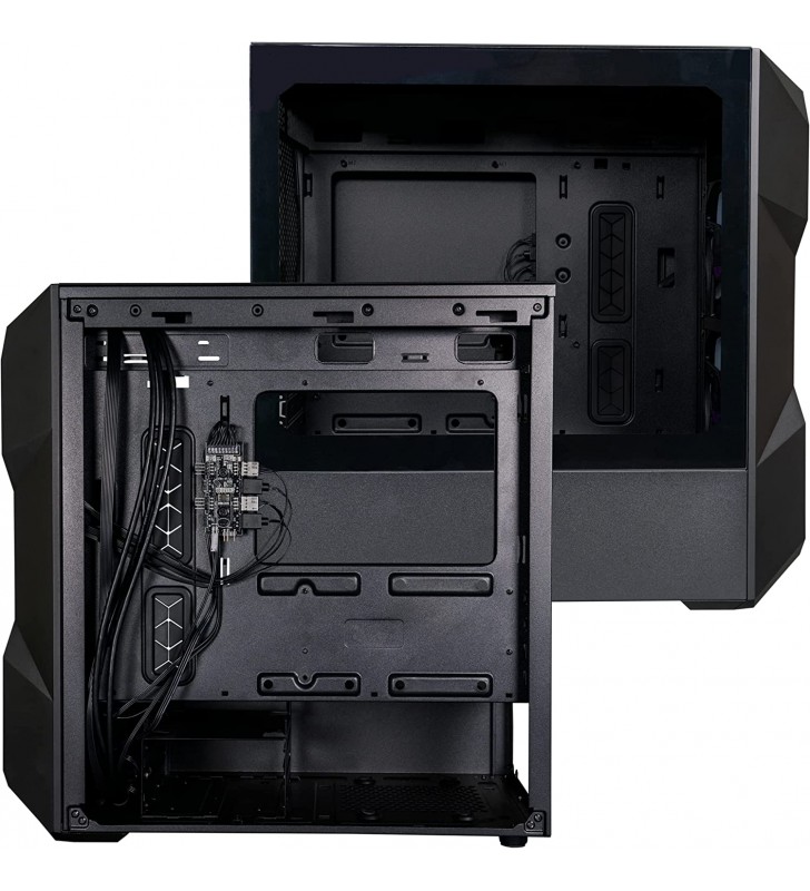 Cooler Master TD300 Mesh Micro-ATX Tower with Removable Top and Polygonal Mesh Front Panel, Tempered Glass ARGB/PWM Hub, Dual PWM ARGB Lighting Fans