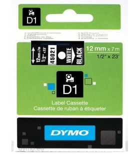 DYMO D1 Standard - White on Black - 12mm benzi pentru etichete Alb pe negru