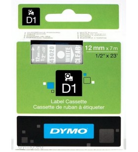 DYMO D1 Standard - White on Transparent - 12mm benzi pentru etichete Alb pe transparente
