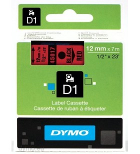 DYMO D1 Standard - Black on Red - 12mm benzi pentru etichete Negru pe rosu