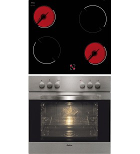 Amica EHC 12516 E EEK: A built-in cooker set with glass ceramic hob, 62 L, niche height: 60 cm, 9 oven functions, convection, CoolDoor3, Steam Clean, stainless steel