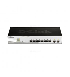Switch cu 8 porturi D-Link DGS-1210-08P, 2 porturi SFP, 20 Gbps, 14.9 Mpps, 16.000 MAC, PoE, cu management