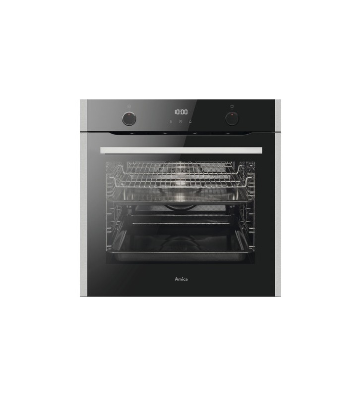 Amica EBPX 946 710 E A+ XXL built-in oven, 60cm wide, 77L, 3 pyrolysis programs, defrost function, grill, eco function, timer, black glass/stainless steel
