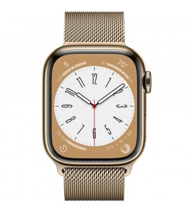 Watch Series 8 GPS + Cellular, 45mm Stainless Steel Case, Gold with Milanese Loop (MNKQ3FD/A)
