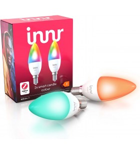 Innr Smart Candle Bulb Colour E14, Works with Philips Hue*, Alexa & Google (Hub Required) dimmable, RGBW, 2-Pack, RB 251 C-2 [Energy Class F]