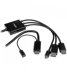 StarTech.com DPMDPHD2HD adaptor pentru cabluri video 2 m DisplayPort + Mini DisplayPort + HDMI HDMI + USB Negru