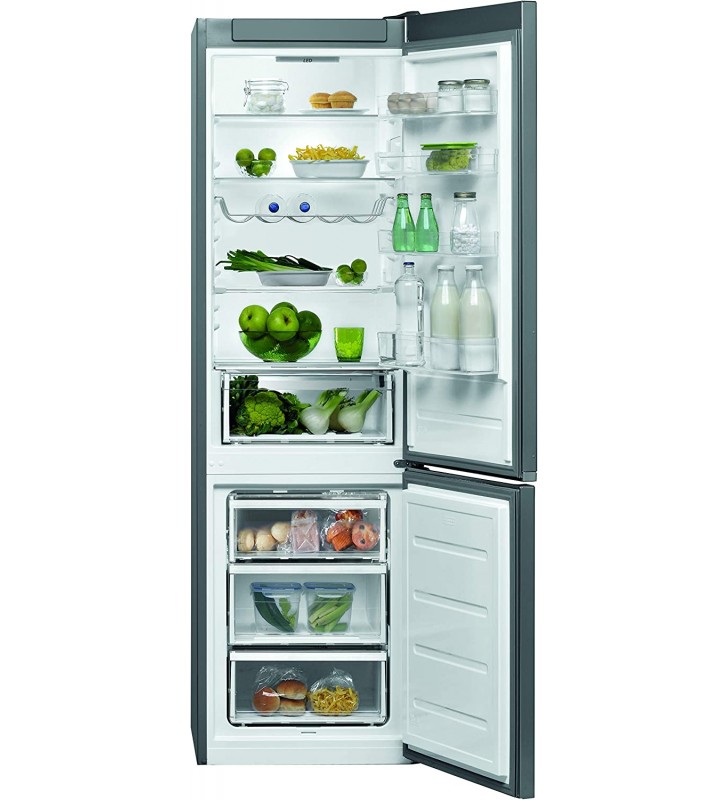 Bauknecht KGS 2020G IN 2 StopFrost Fridge/Freezer Combination, 201 cm Height, 372 Litres Total Capacity, Stop Frost, Fresh Zone+, Active Fresh, Super Cooling Function, Active Freeze, Silver [Energy Class E]