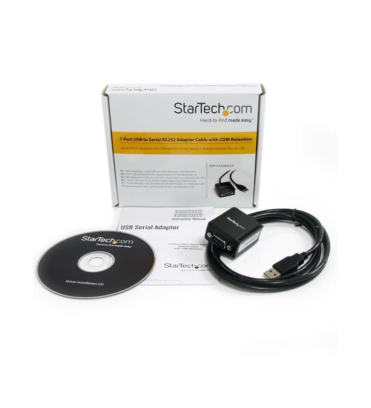 StarTech.com ICUSB2321F cabluri prelungitoare cu mufe mamă/tată DB-9 USB 2.0 A Negru