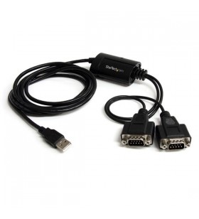 StarTech.com ICUSB2322F cabluri prelungitoare cu mufe mamă/tată USB 2.0 A 2 x DB-9 Negru