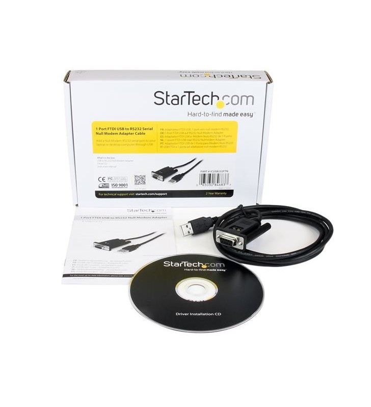 StarTech.com ICUSB232FTN cabluri prelungitoare cu mufe mamă/tată USB 2.0 A DB-9 Negru