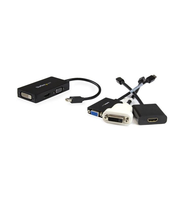 StarTech.com MDP2VGDVHD adaptor pentru cabluri video 0,15 m Mini DisplayPort DVI-D + VGA (D-Sub) + HDMI Negru