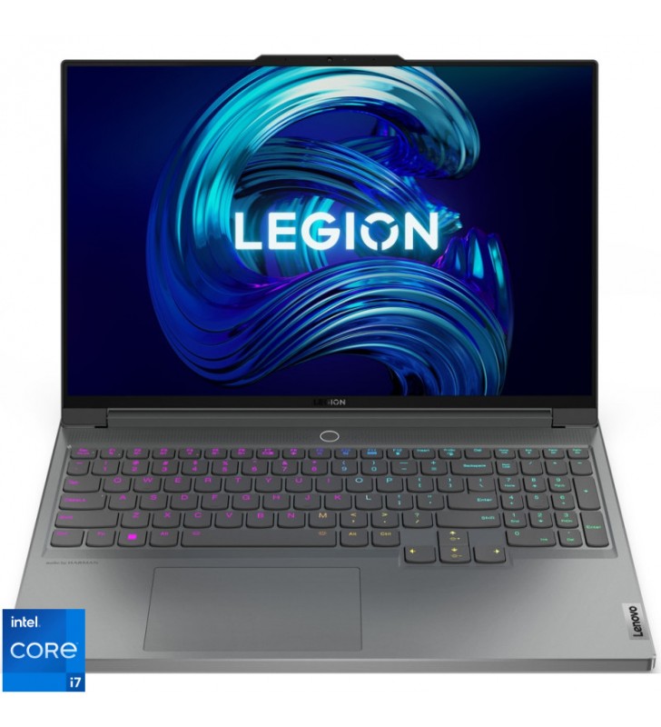 Laptop Lenovo Gaming 16'' Legion 7 16IAX7, WQXGA IPS 165Hz G-Sync, Procesor Intel® Core™ i7-12800HX (25M Cache, up to 4.80 GHz), 32GB DDR5, 1TB SSD, GeForce RTX 3070 Ti 8GB, No OS, Storm Grey