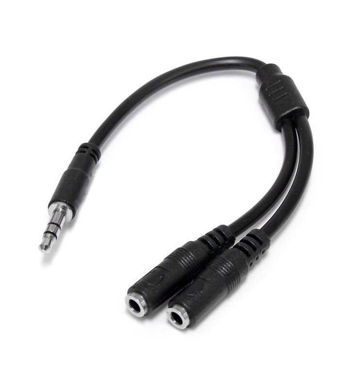 StarTech.com MUY1MFFS cabluri prelungitoare cu mufe mamă/tată 3.5mm 2x3.5mm Negru