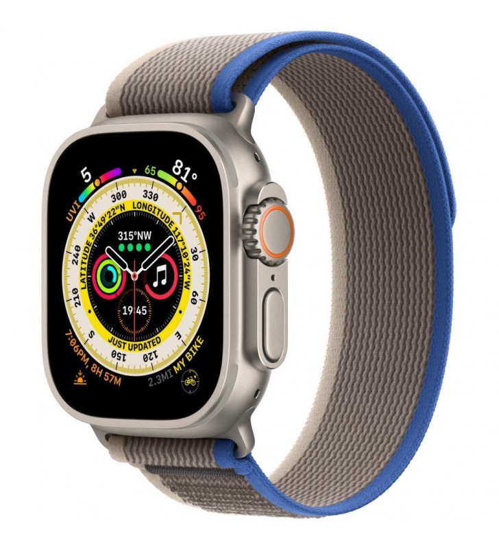 Watch Ultra GPS + Cellular, 49mm Titanium Case with Trail Loop, Blue/Gray - S/M (MNHL3FD/A)