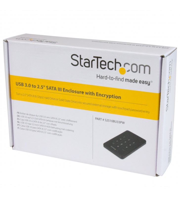 StarTech.com S2510BU33PW carcasă disc memorie 2.5" Cutie protecție HDD/SSD Negru