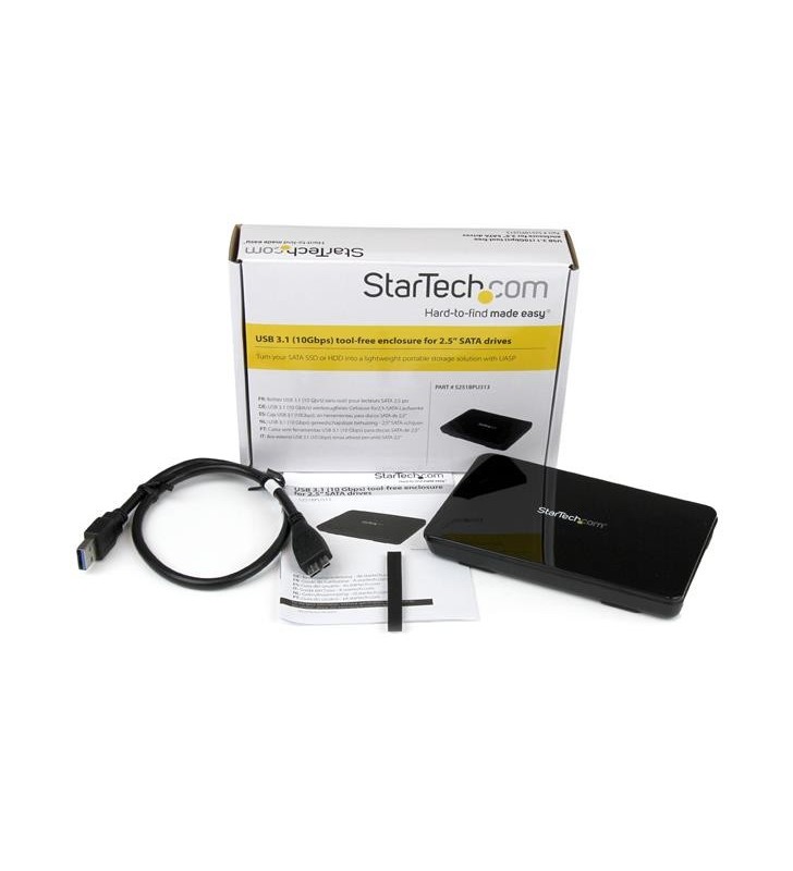 StarTech.com S251BPU313 carcasă disc memorie 2.5" Cutie protecție HDD/SSD Negru