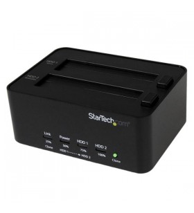 StarTech.com SATDOCK2REU3 dispozitive de copiere a discurilor optice Dispozitiv de copiere HDD/SSD 1 copii Negru