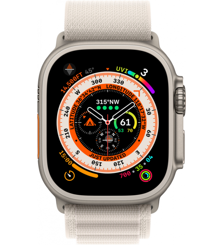 Apple Watch Ultra GPS + Cellular, 49mm Titanium Case / Starlight Alpine Loop Small