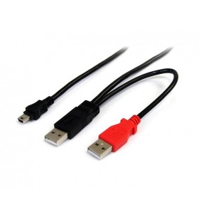 StarTech.com USB2HABMY6 cabluri USB 1,8 m 2.0 Mini-USB B 2 x USB A Negru, Roşu