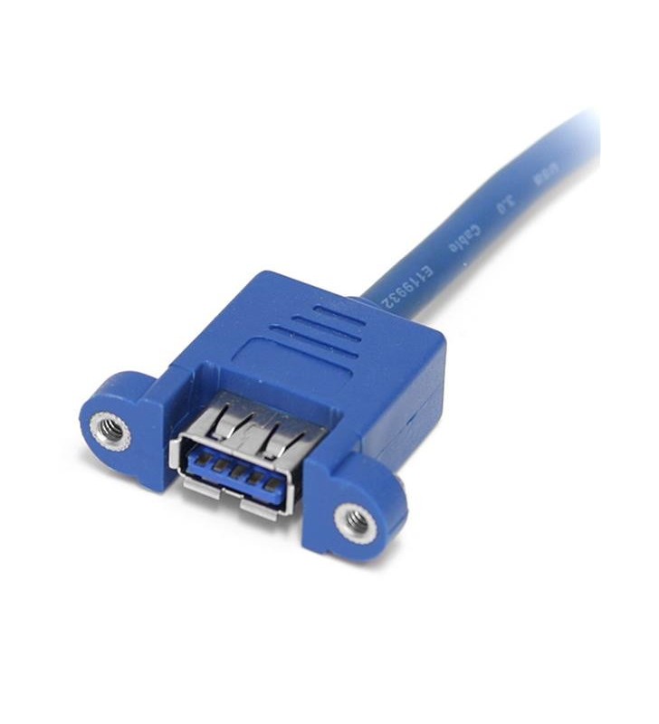 StarTech.com USB3SPNLAFHD cabluri prelungitoare cu mufe mamă/tată 2 x USB A IDC Albastru