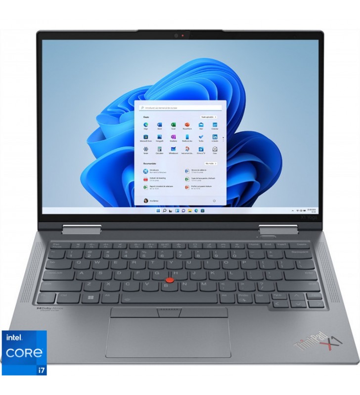 Ultrabook Lenovo 14'' ThinkPad X1 Yoga Gen 7, WQUXGA OLED Touch, Procesor Intel® Core™ i7-1260P (18M Cache, up to 4.70 GHz), 32GB DDR5, 1TB SSD, Intel Iris Xe, 5G, Win 11 Pro, Storm Grey