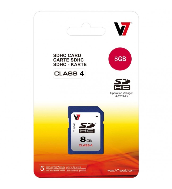 V7 SDHC 8GB memorii flash 8 Giga Bites Clasa 4