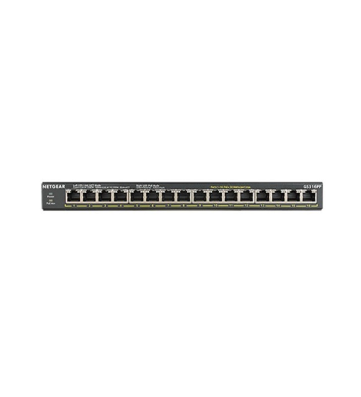 Netgear GS316PP Fara management Gigabit Ethernet (10/100/1000) Negru Power over Ethernet (PoE) Suport
