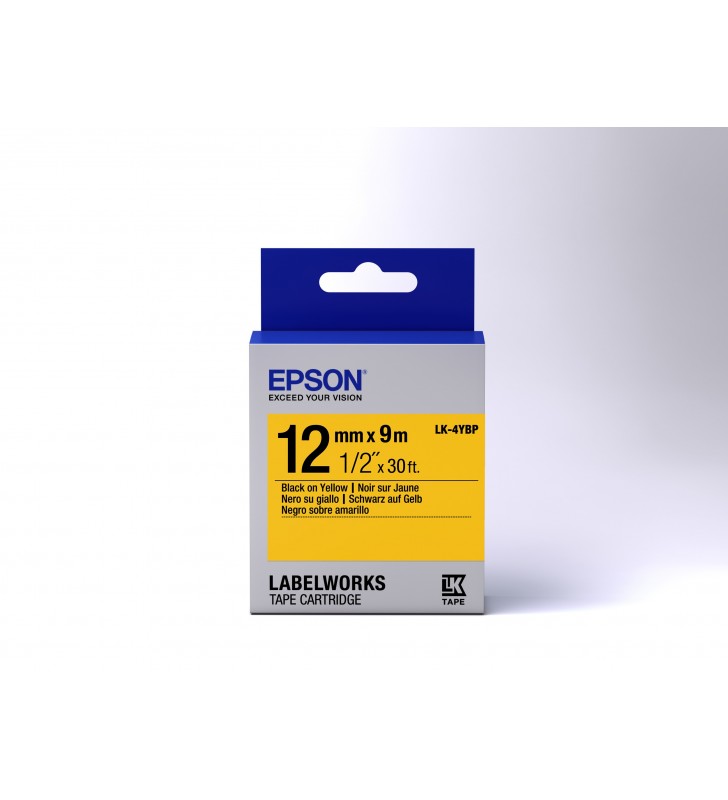 Epson Label Cartridge Pastel LK-4YBP Black/Yellow 12mm (9m)