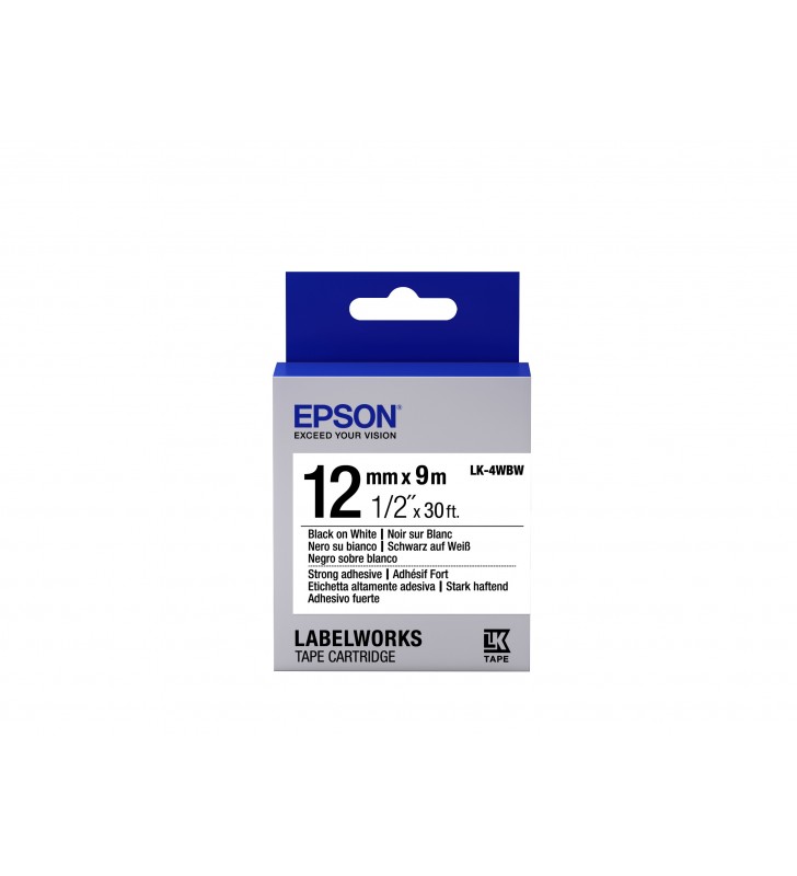 Epson Label Cartridge Strong Adhesive LK-4WBW Black/White 12mm (9m)