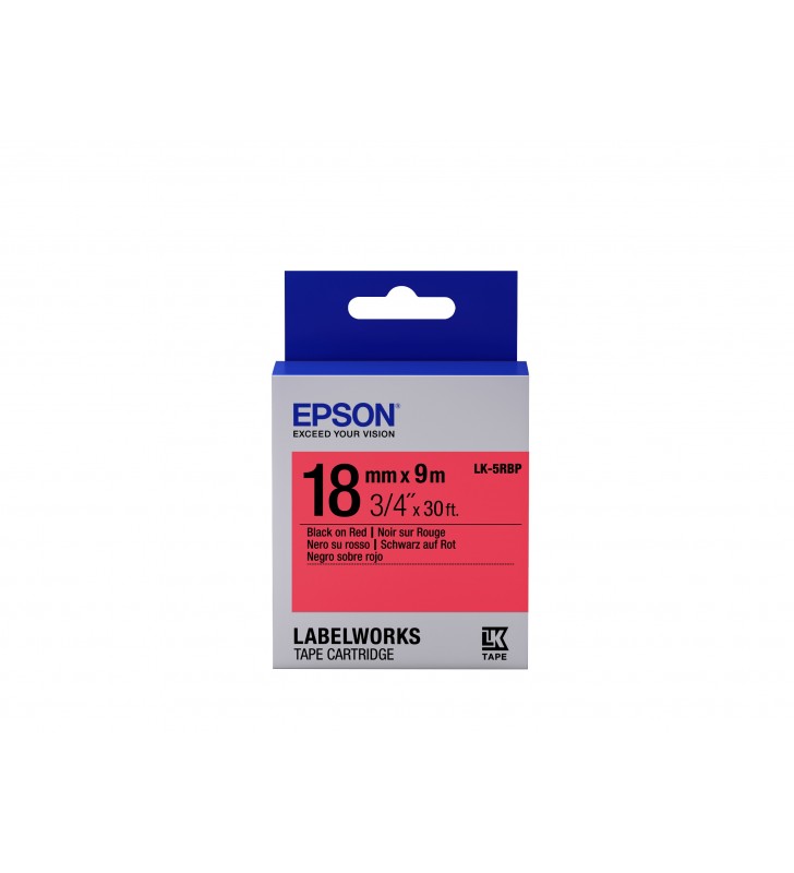 Epson Label Cartridge Pastel LK-5RBP Black/Red 18mm (9m)