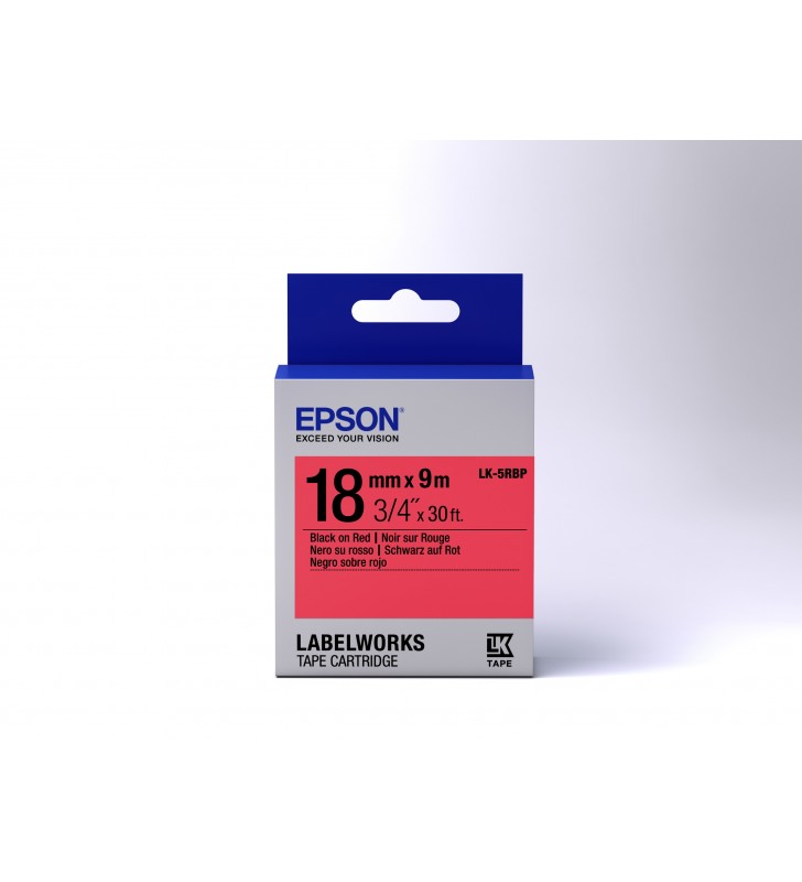 Epson Label Cartridge Pastel LK-5RBP Black/Red 18mm (9m)