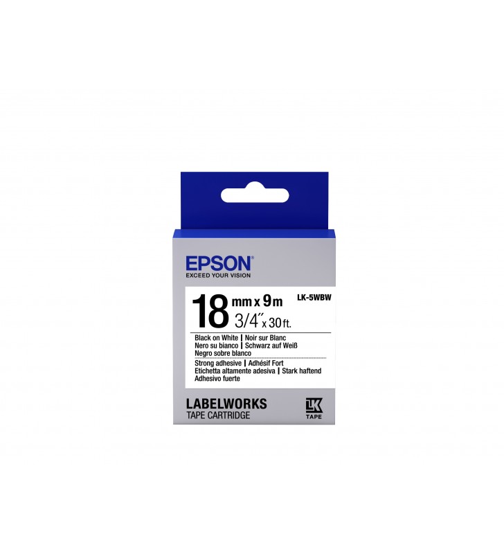 Epson Label Cartridge Strong Adhesive LK-5WBW Black/White 18mm (9m)