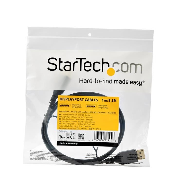 StarTech.com DP14MM1M cablu DisplayPort 1 m Negru