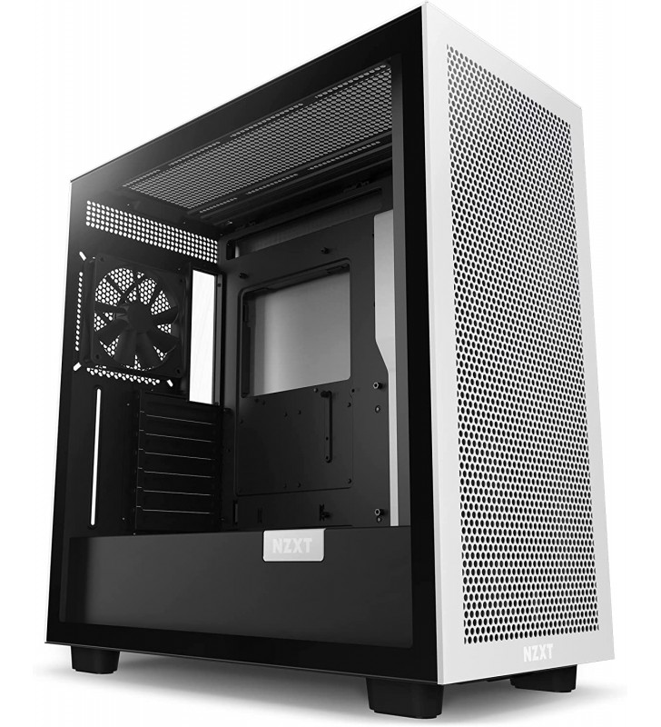 NZXT H7 Flow - CM-H71FG-01 - ATX Mid Tower PC Gaming Case - USB Type-C Front I/O Port - Quick Release Tempered Glass Side Panel - White/Black