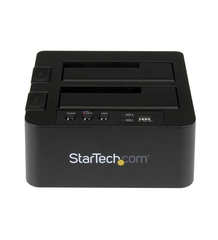 StarTech.com SDOCK2U313R dispozitive de copiere a discurilor optice Dispozitiv de copiere HDD 2 copii Negru