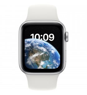 Apple Watch SE 2 (2022), GPS, Carcasa Silver Aluminium 40mm, White Sport Band