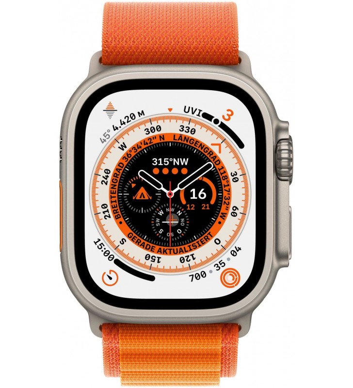 Apple Watch Ultra GPS + Cellular, 49mm Titanium Case / Orange Alpine Loop - Medium