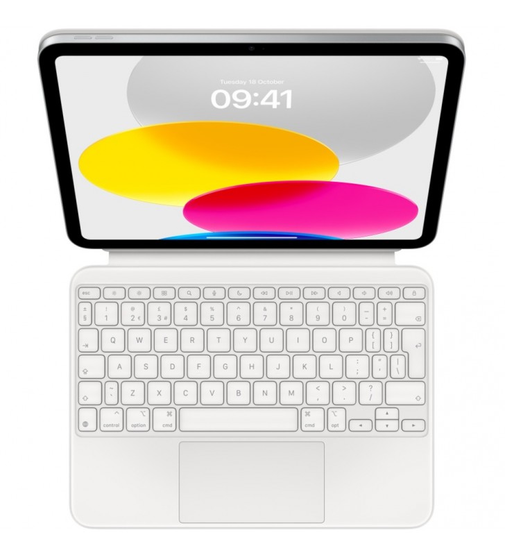 Magic Keyboard Folio für iPad (10. Apple Magic Keyboard Folio pentru iPad (a 10-a generație), tastatură (alb, aspect UK, mecanism foarfecă) Măr), Tastatur