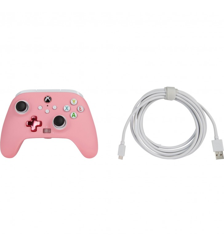 Controler cu fir îmbunătățit PowerA pentru Xbox Series X|S, Gamepad (roz/alb)
