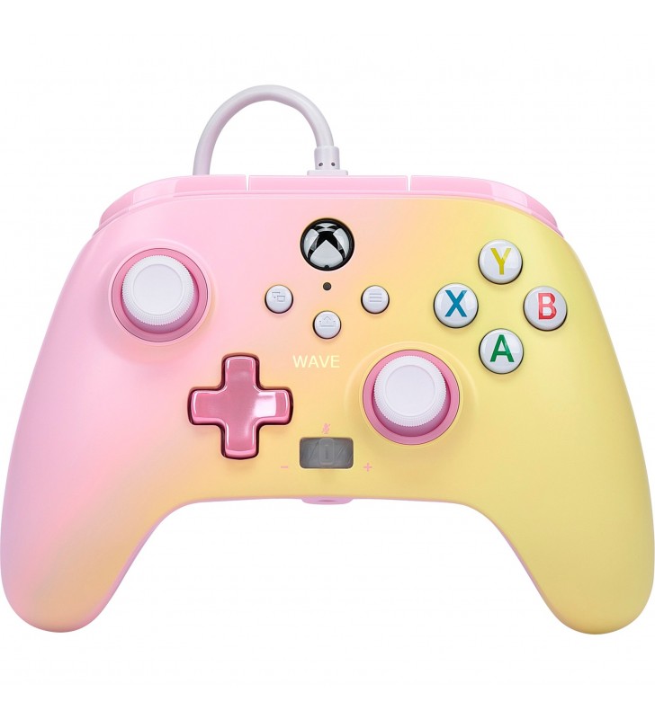 Controler cu fir îmbunătățit PowerA pentru Xbox Series X|S, Gamepad (roz/galben, limonadă roz)