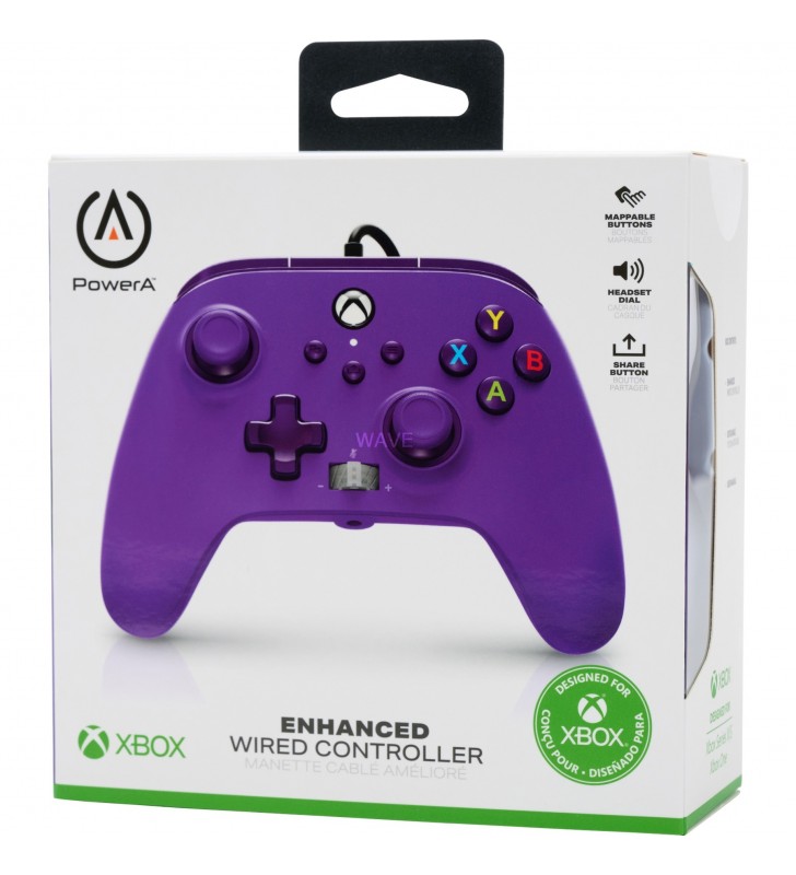 Controler cu fir îmbunătățit PowerA pentru Xbox Series X|S, Gamepad (violet, violet regal)