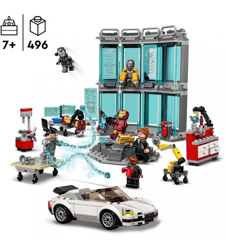 Jucărie de construcție a atelierului lui Iron Man LEGO 76216 Marvel Super Heroes (Set Răzbunători cu minifigurine)