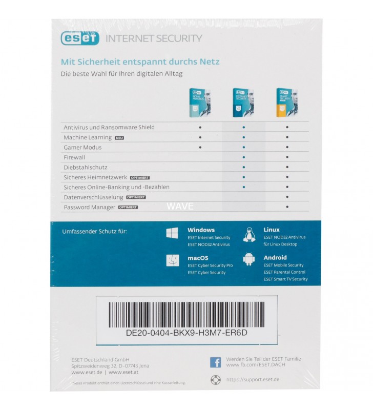 ESET Internet Security 2021, software de securitate (germană, 1 an, mini cutie)