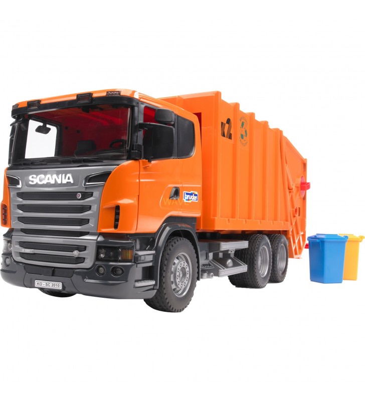 bruder SCANIA R seria camion de gunoi, model vehicul (portocale)