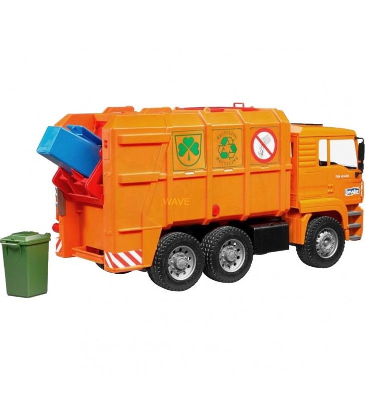 bruder MAN TGA camion de gunoi, model de vehicul (portocale)