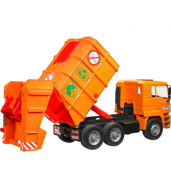 bruder MAN TGA camion de gunoi, model de vehicul (portocale)