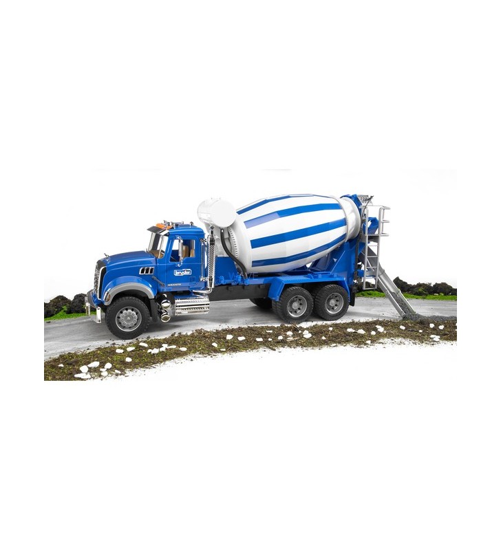 Bruder MACK Camion pentru ciment de granit, model de vehicul (albastru alb)